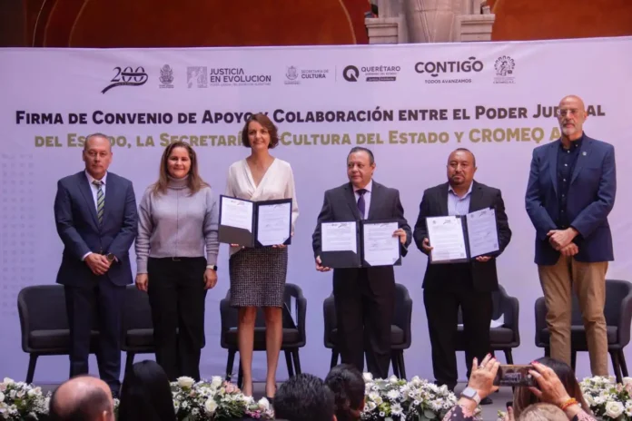 SECULT firma 002 Firman convenio SECULT, Poder Judicial y CROMEQ